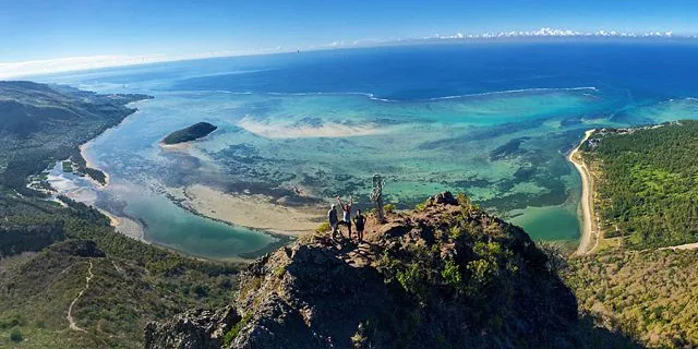 View from Le Morne mountain over the southwest coast
