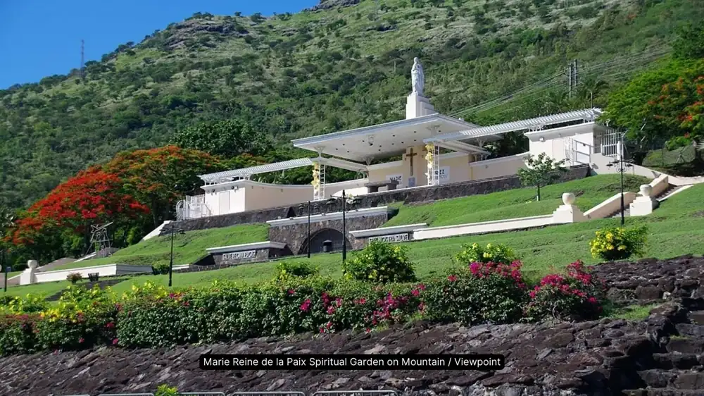 Historic red roof seaside church in northern Mauritius